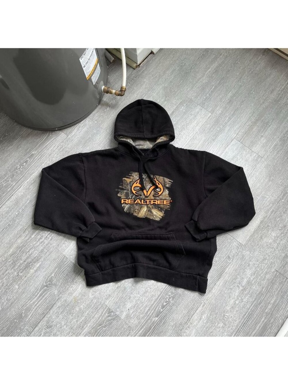 Black / Camo / Camouflage / Orange Vintage Realtree Embroidered Pullover Hoodie